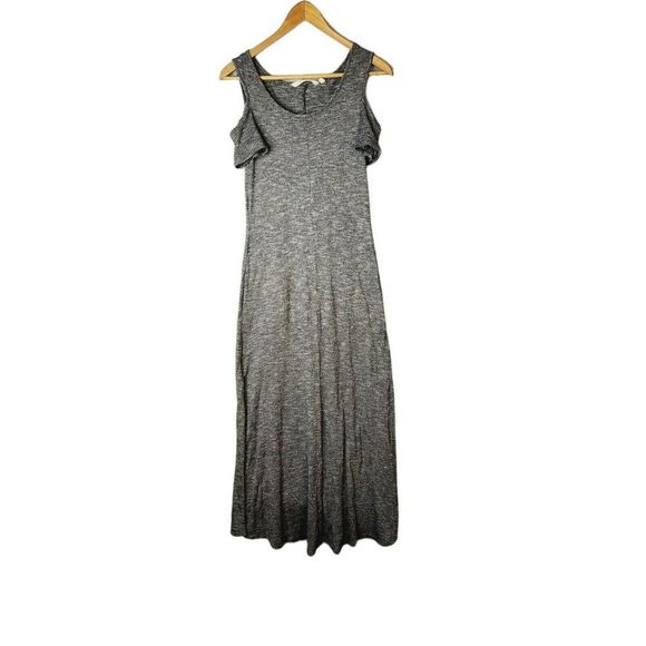 5/$25 Soft Surroundings Electra Maxi Dress Heathered Gray Cold Shoulder XS - Picture 3 of 5